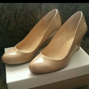 - Jessica Simpson Patent nude wedges